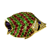 18K Gold Exotic Fish Brooch