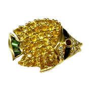 18K Yellow Gold Jean Vitau Fish Brooch