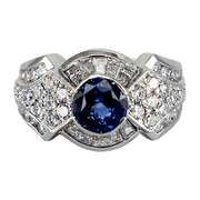 14K White Gold Sapphire And Diamond Ring