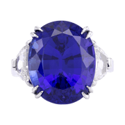 Platinum Tanzanite & Half Moon Diamond Ring