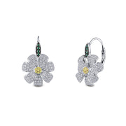 Sterling Silver Leverback Flower Earrings
