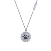 Sterling Silver Paw Print Disc Necklace