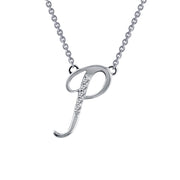 Sterling Silver Letter P Pendant Necklace