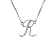 Sterling Silver Letter R Pendant Necklace