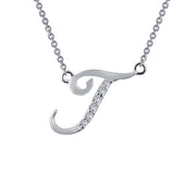 Sterling Silver Letter T Pendant Necklace
