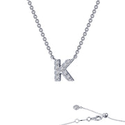 Sterling Silver Letter K Pendant Necklace