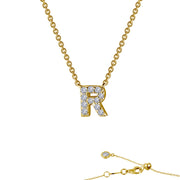 Sterling Silver Letter R Pendant Necklace