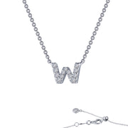 Sterling Silver Letter W Pendant Necklace