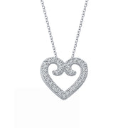 Sterling Silver Open Scroll Heart Necklace