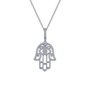 Sterling Silver Hamsa Pendant Necklace