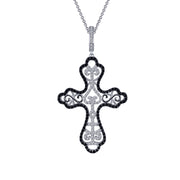 Sterling Silver Scroll Cross Pendant Necklace