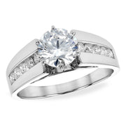 Wide 14K White Gold Channel Set Diamond Semi-Mount Engagement Ring