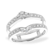 Vintage-Inspired 14K White Gold Diamond Engagement Ring Guard