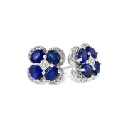 14K White Gold Sapphire & Diamond Clover Earrings