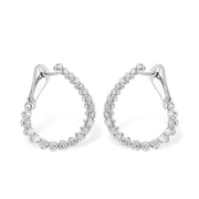 14K White Gold .50 Carat Front-Facing Diamond Hoop Earrings