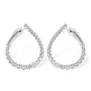 14K White Gold 1.50 Carat Front-Facing Diamond Hoop Earrings