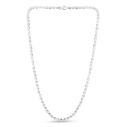 Sterling Silver 4mm Moon-cut Bead Chain Necklace