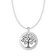 Sterling Silver Matte Border Tree of Life Necklace