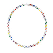 Sterling Silver Rainbow Miami Cuban Necklace