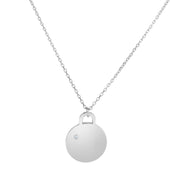 Sterling Silver Polished Tag Diamond Accent Necklace