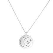 Sterling Silver Moon & Stars Diamond Accent Necklace