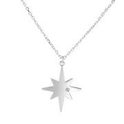 Sterling Silver Polished North Star Diamond Accent Necklace