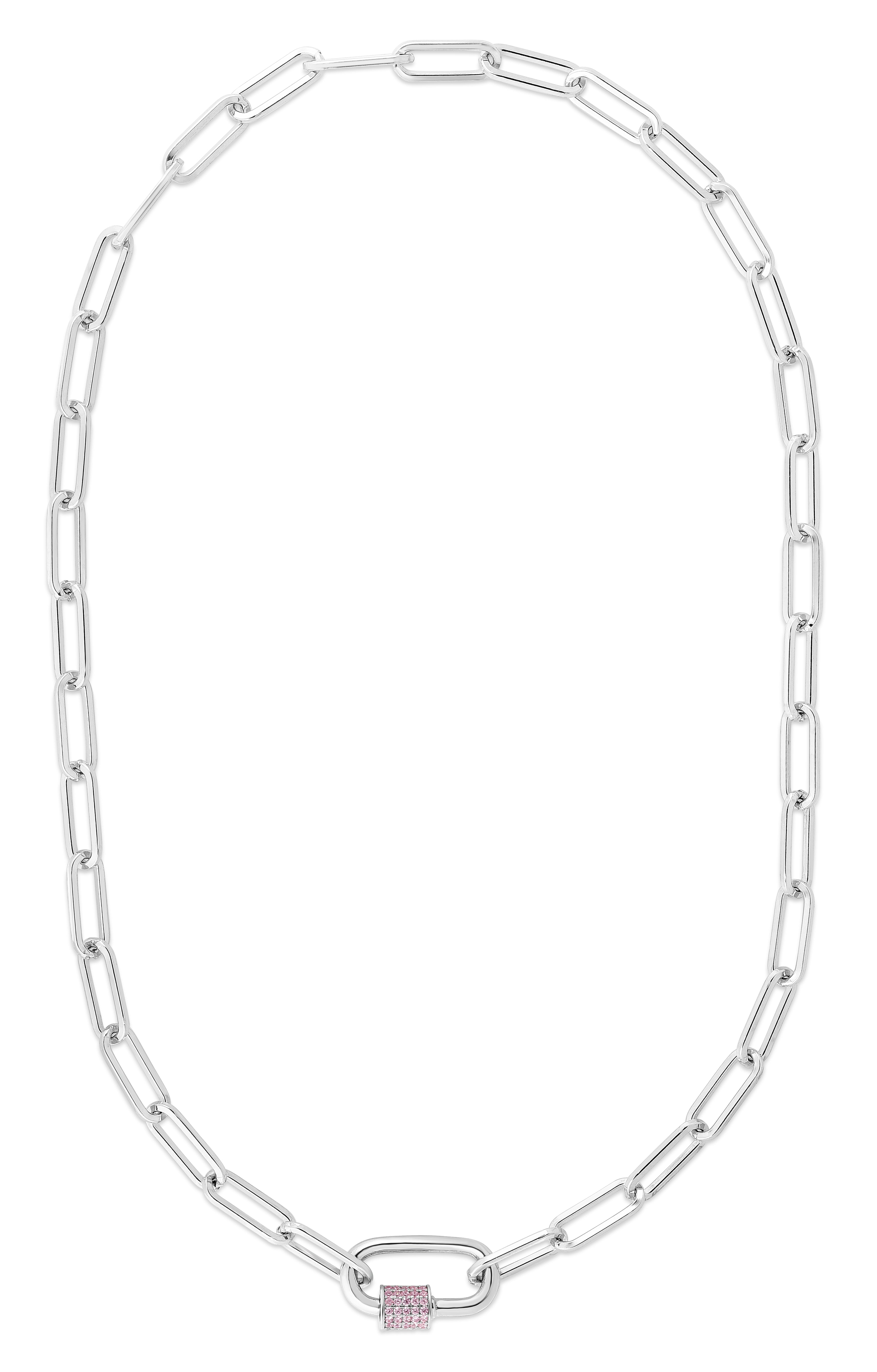 Sterling Silver Pink CZ Carabiner Necklace – Carroll's