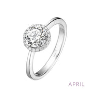 Sterling Silver April Birthstone Ring