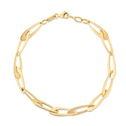 14K Yellow Gold Italian Oval Links Chain Necklace