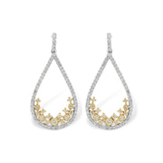 14K Two-Tone Gold Diamond Teardrop Earrings
