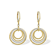 Textured 14K Yellow Gold & Diamond Circles Drop Earrings