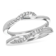 14K White Gold Asymmetrical Diamond Engagement Ring Guard