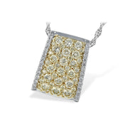 14K Two-Tone Gold Yellow Diamond Cluster & Diamond Trim Pendant