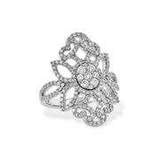Vintage-Inspired Floral 14K White Gold Diamond Ring