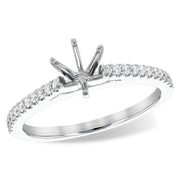 Thin 14K White Gold Shared-Prong Diamond Semi-Mount Engagement Ring