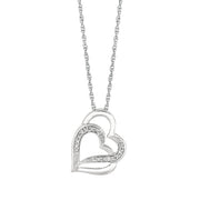 Sterling Silver Diamond Accent .07 Carat Interlocked Hearts Necklace