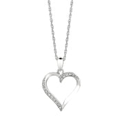Sterling Silver Diamond Accent .05 Carat Heart Necklace