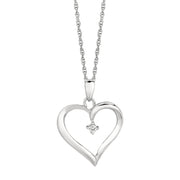 Sterling Silver Diamond Accent .04 Carat Heart Necklace