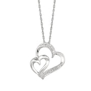 Sterling Silver Diamond Accent .03 Carat Interlocked Hearts Necklace