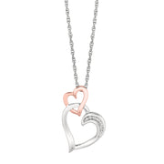 Sterling Silver Diamond Accent Two-Tone Interlocked Hearts Necklace