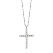 Sterling Silver .05 Carat Diamond Cross Necklace