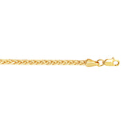 14K Yellow Gold 2.7mm Diamond Cut Lite Round Wheat Chain Necklace
