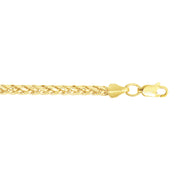 14K Yellow Gold 3.15mm Diamond Cut Lite Round Wheat Chain Necklace