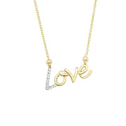 14K Yellow Gold Diamond "Love" Necklace