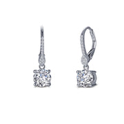 Sterling Silver Leverback Solitaire Drop Earrings
