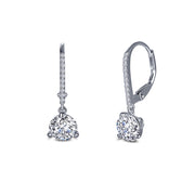 Sterling Silver Leverback Solitaire Drop Earrings