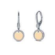 Sterling Silver Leverback Round Disc Earrings