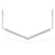 14K White Gold V-Bar Diamond Necklace