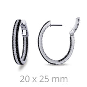 Sterling Silver 2.85 Carat Oval Hoop Earrings