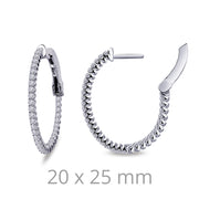 Sterling Silver 1.05 Carat Oval Hoop Earrings